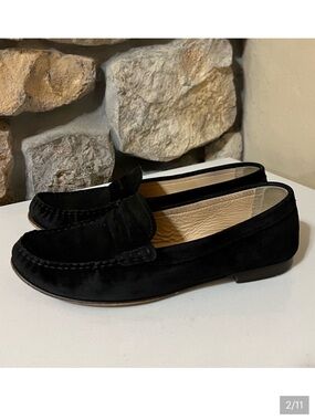 J. Crew Black Slip On Suede Loafers Size 9